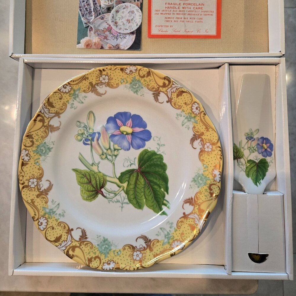 Andrea by Sadek ENGLISH GARDEN Cake Plate and Server NWT
